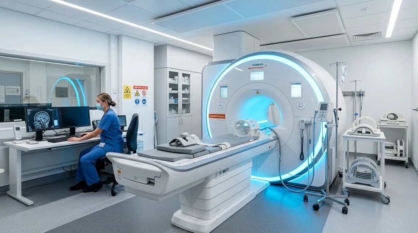 Clinical CT and MRI scanning suite with diagnostic technologist console